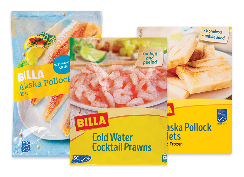 BILLA šaldytai žuvų produkcijai, jūrų gėrybėms