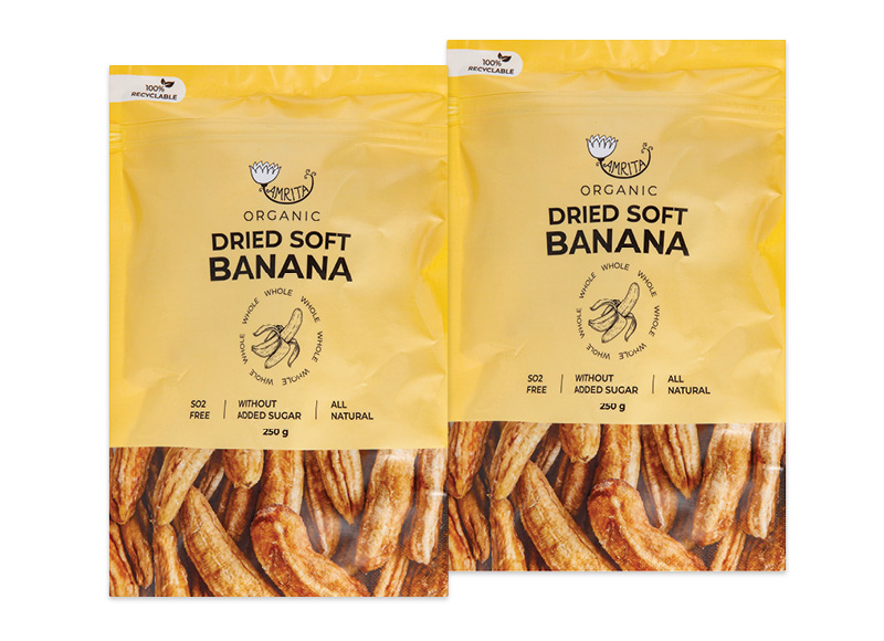 Džiovintiems minkštiems bananams AMRITA