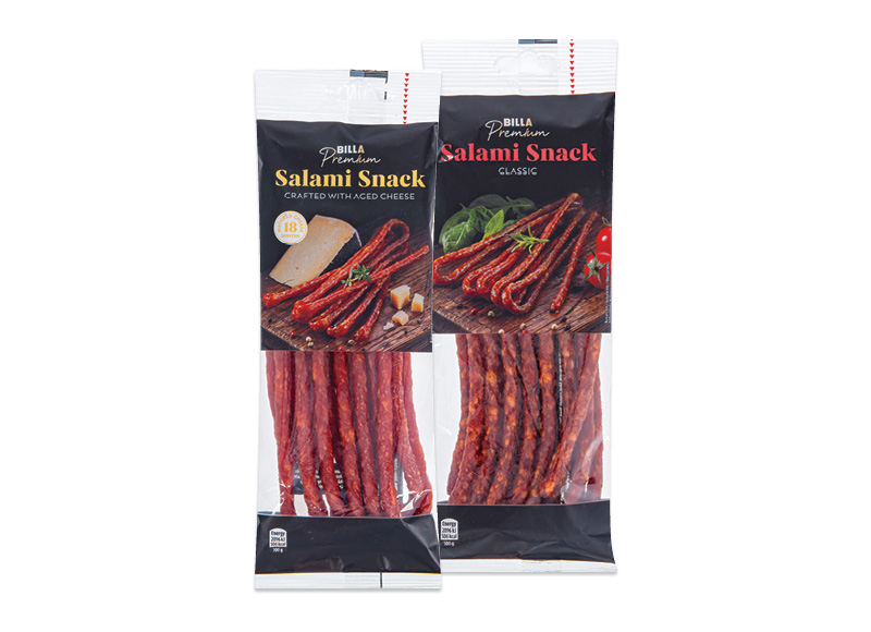 BILLA PREMIUM vytintos SALAMI užkandžių dešrelės