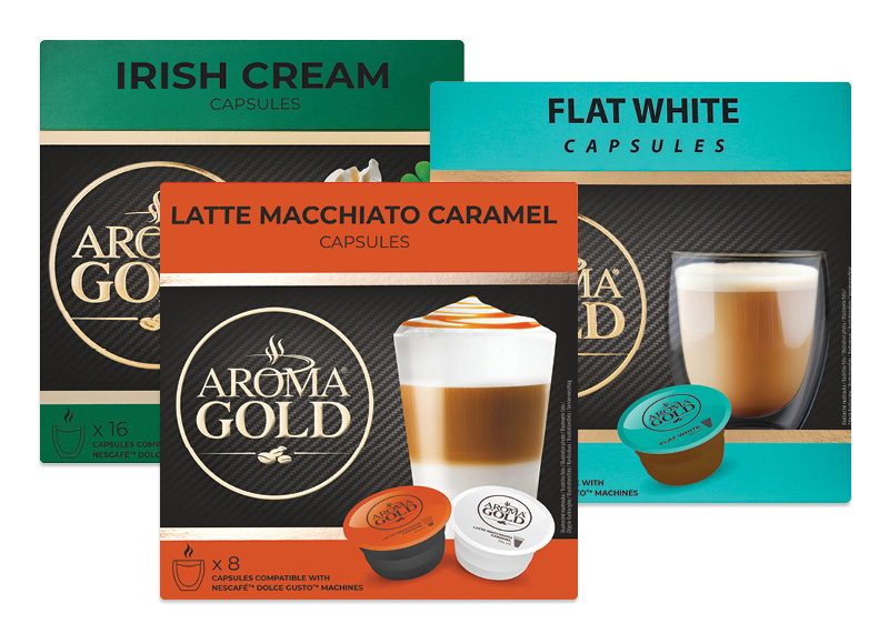 Kavos su pienu kapsulės AROMA GOLD (DOLCE GUSTO)