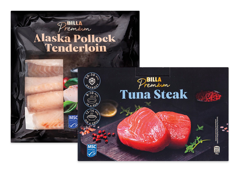 BILLA PREMIUM aliaskinėms menkėms ar tunams