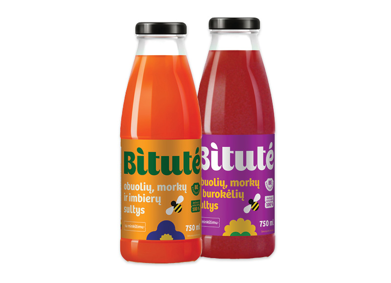 BITUTĖ obuolių, morkų, burokėlių ar obuolių, morkų, imbierų sultys