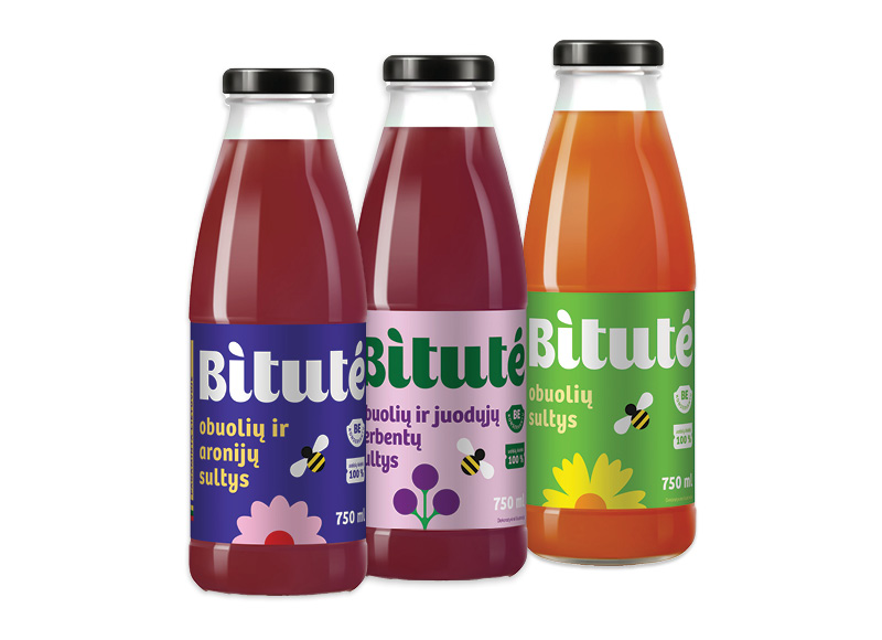 BITUTĖ obuolių, obuolių ir juodųjų serbentų ar obuolių ir aronijų sultys