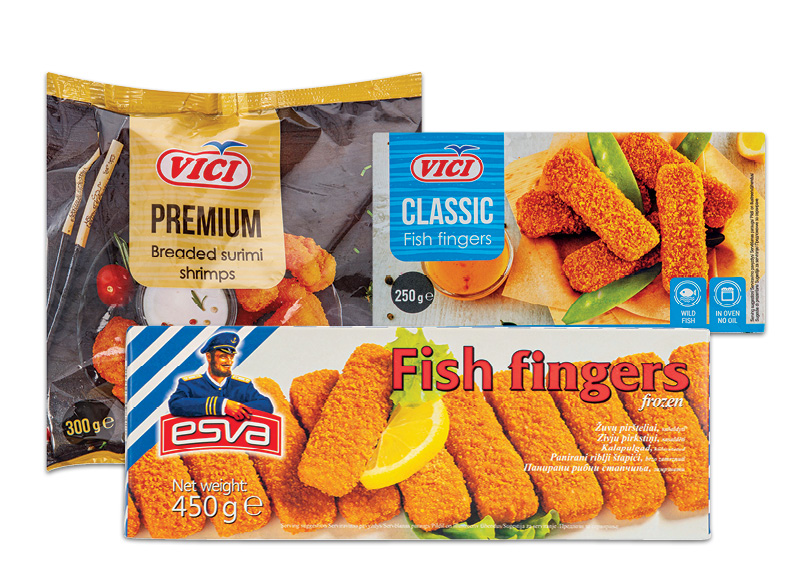 Šaldytiems žuvų produktams džiūvėsėliuose VIČI