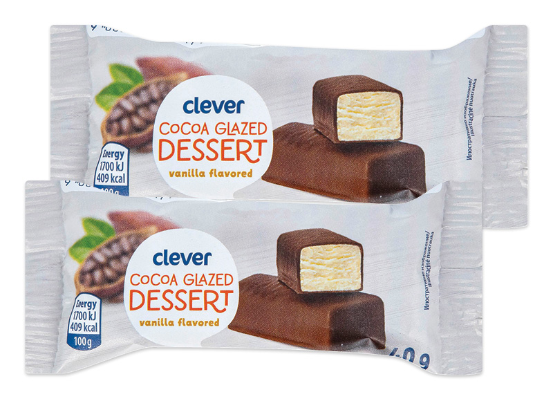 CLEVER vanilės skonio glaistytas varškės desertas