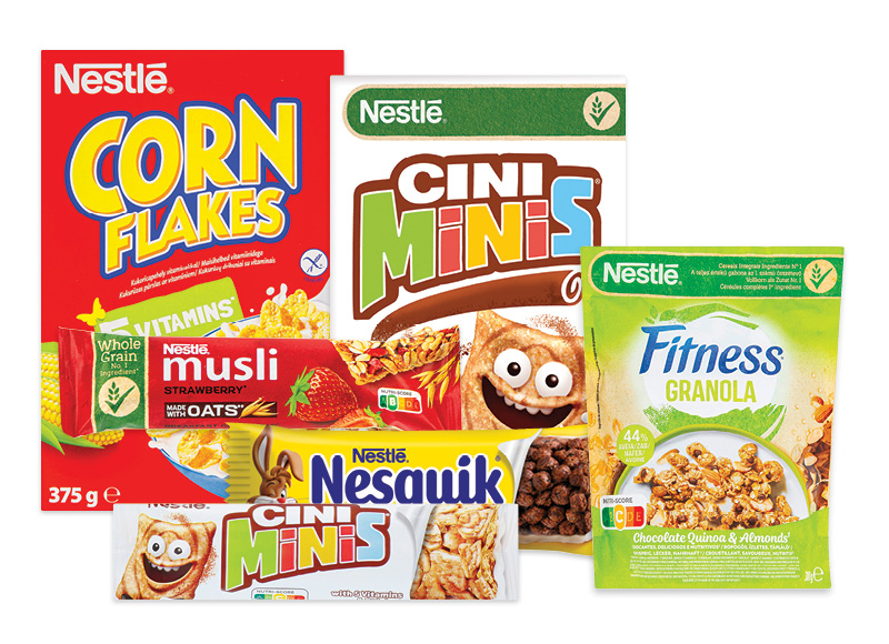 Sausiems pusryčiams ir javainių batonėliams NESTLE