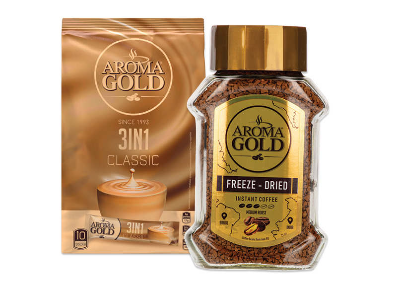 Tirpiajai kavai ir tirpiosios kavos gėrimams AROMA GOLD