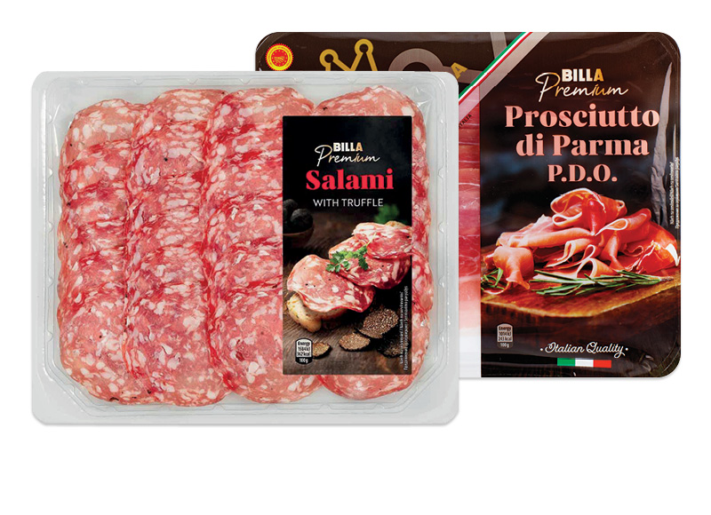 BILLA PREMIUM vytintiems ir rūkytiems mėsos gaminiams