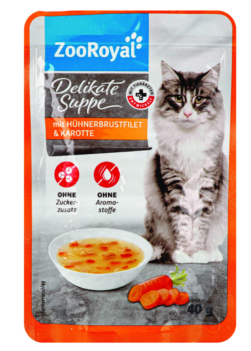 Sriuba katėms su vištienos krūtinėle ir morkomis ZOOROYAL, 40 g