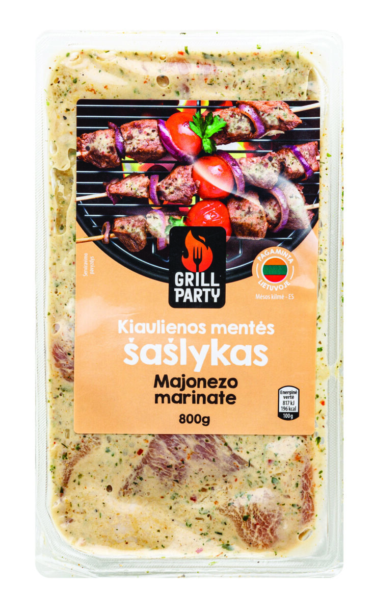 GRILL PARTY kiaulienos mentės šašlykas majonezo marinate, 800 g