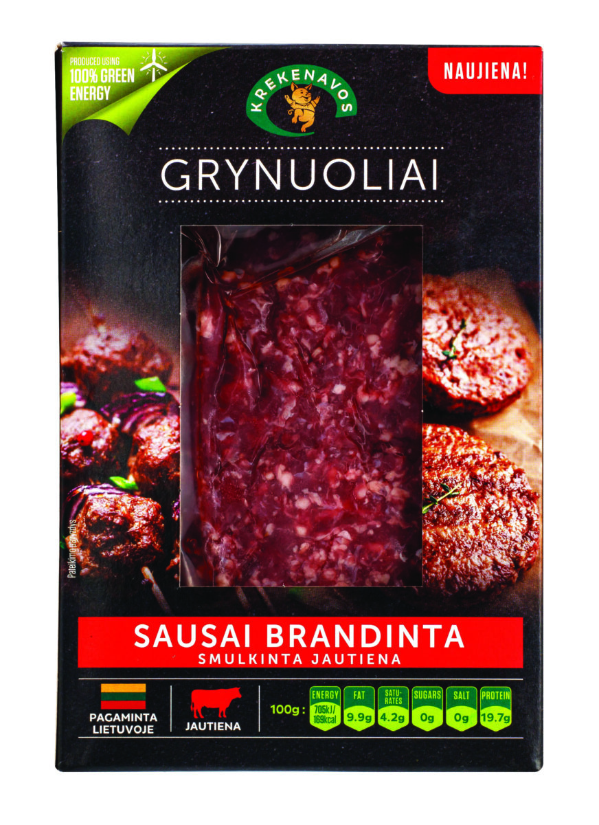 Smulkinta jautiena GRYNUOLIAI brandinta riebumas ne didesnis kaip 10%, 450 g