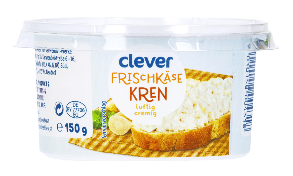 Tepamas kreminis sūris su krienais CLEVER, 150 g