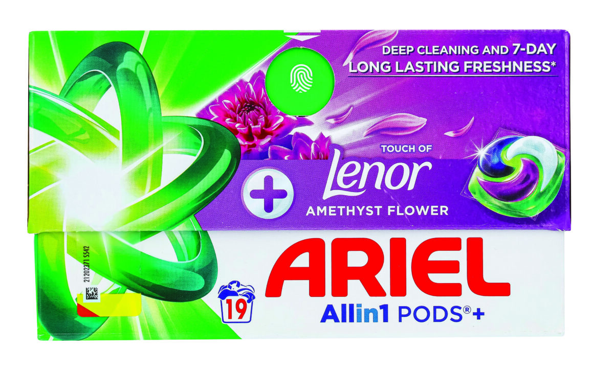 skalbimo-kapsules-ariel-amethyst-flower