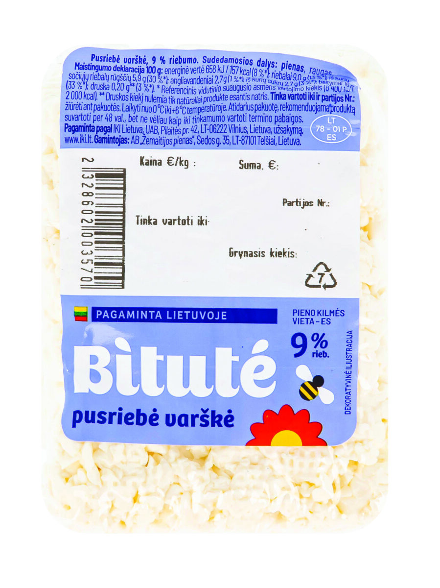BITUTĖ pusriebė varškė, 1 kg